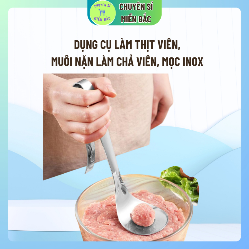 Dụng cụ làm thịt viên, muôi nặn làm chả viên, mọc Inox an toàn