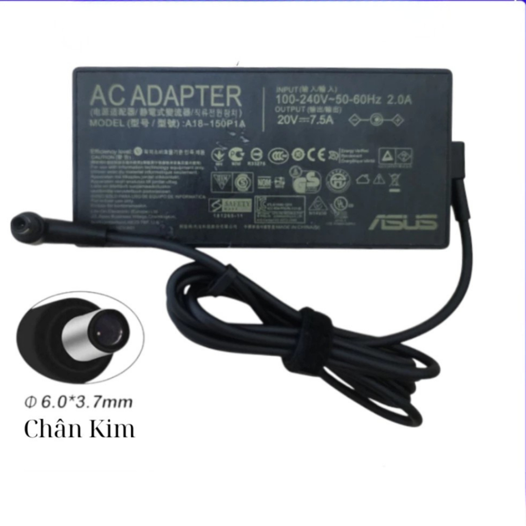 Sạc Laptop Asus 150W / 180W (Chân 5.5x2.5 & 6.0x3.7mm) - Sạc máy tính Zin Cao Cấp, Sạc Nhanh, Bảo Hành 12 Tháng