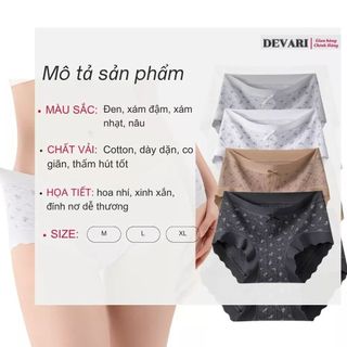 COMBO Quần lót nữ cao cấp cotton dày dặn viền su bèo đính nơ dễ thương, tôn dáng sexy DEVARI L758