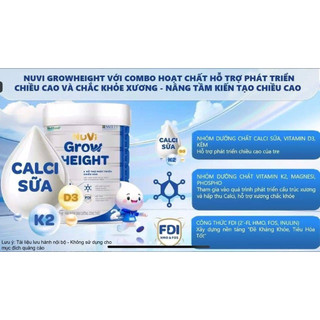 [Sữa Bột Nuvi Grow Height 1+ 2+ 800g] Hỗ Trợ Phát Triển Chiều Cao Cho Bé Từ 1-10 Tuổi - Chính Hãng Nutifood