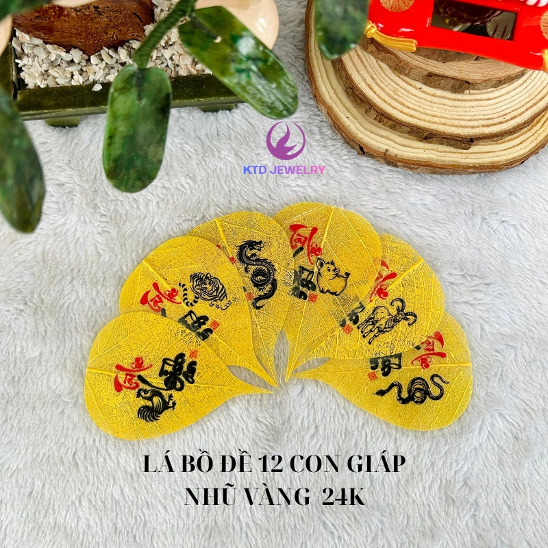 Lá Bồ Đề KATEDA 12 Con Giáp Tài Lộc Lá Nhũ Để Ví Tiền, Ốp Điện Thoại, Treo Ô Tô 6x9cm