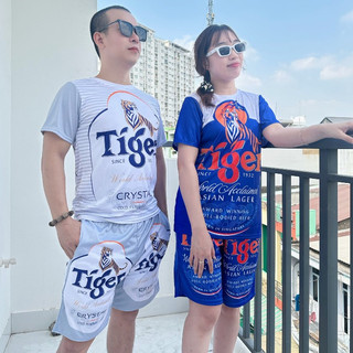 Bộ Thể Thao TIGER XANH IN 3D Nam Nữ Mặc Hè Co Giãn ❤️ MẪU MỚI ❤️ thoải mái năng động - Kl2