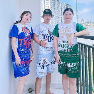 Bộ Thể Thao TIGER XANH IN 3D Nam Nữ Mặc Hè Co Giãn ❤️ MẪU MỚI ❤️ thoải mái năng động - Kl2