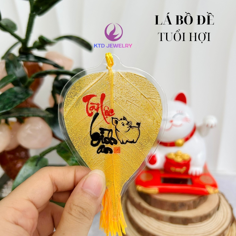 Lá Bồ Đề KATEDA 12 Con Giáp Tài Lộc Lá Nhũ Để Ví Tiền, Ốp Điện Thoại, Treo Ô Tô 6x9cm