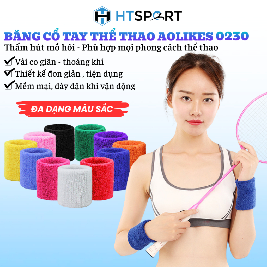 Băng Cổ Tay, Băng Tay Chặn Mồ Hôi Bảo Vệ Cổ Tay Chơi Thể Thao, Tập Gym, Tennis Aolikes AL0230 Chính Hãng (1 Chiếc)