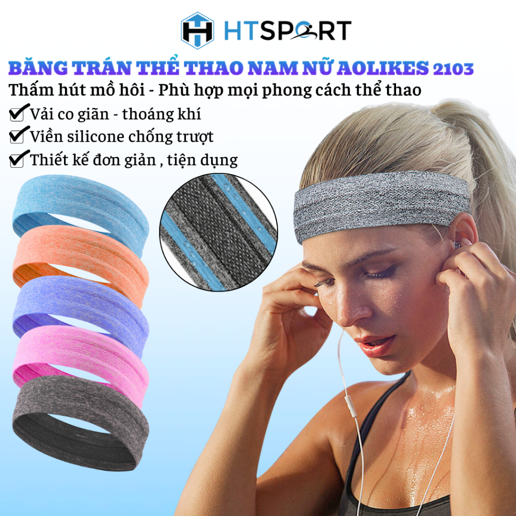 Băng Trán Thể Thao Aolikes 2103, Băng Đô Thấm Hút Mồ Hôi, Co Giãn Tốt, Không Trơn Tuột Khi Tập Gym