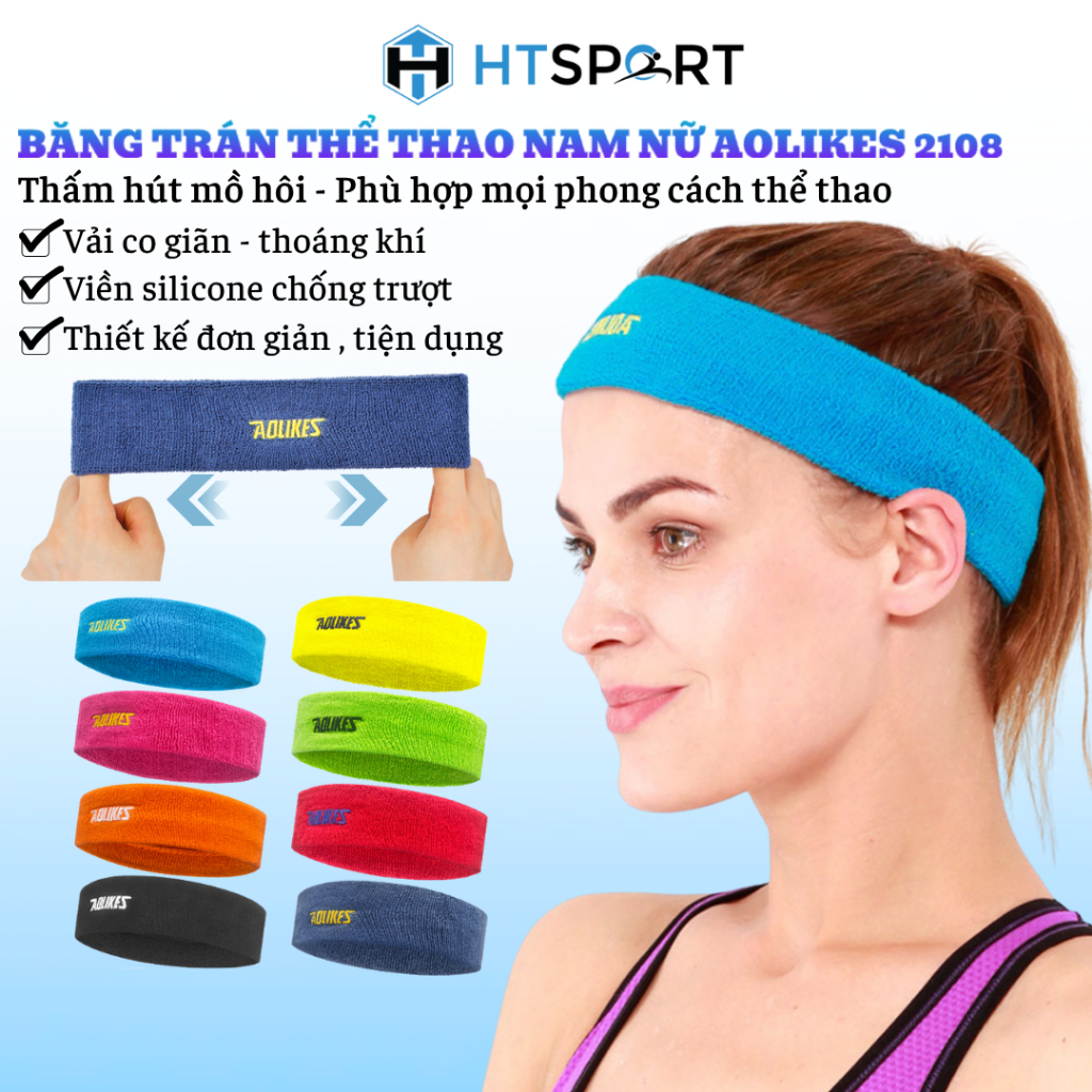 Băng Đô Thể Thao Aolikes AL 2108, Băng Trán Thể Thao Thấm Hút Mồ Hôi, Co Giãn Tốt, Dành Cho Nam Nữ