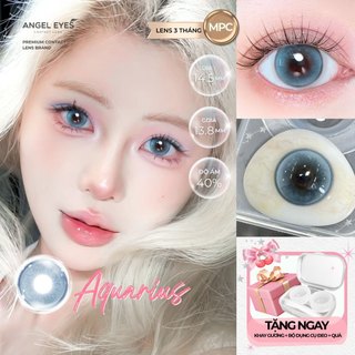 Lens xanh có độ cận 0-8 Aquarius N'Rosa cho mắt thở cao cấp Angel Eyes phân phối, kính giãn tròng xanh có viền 14.5mm