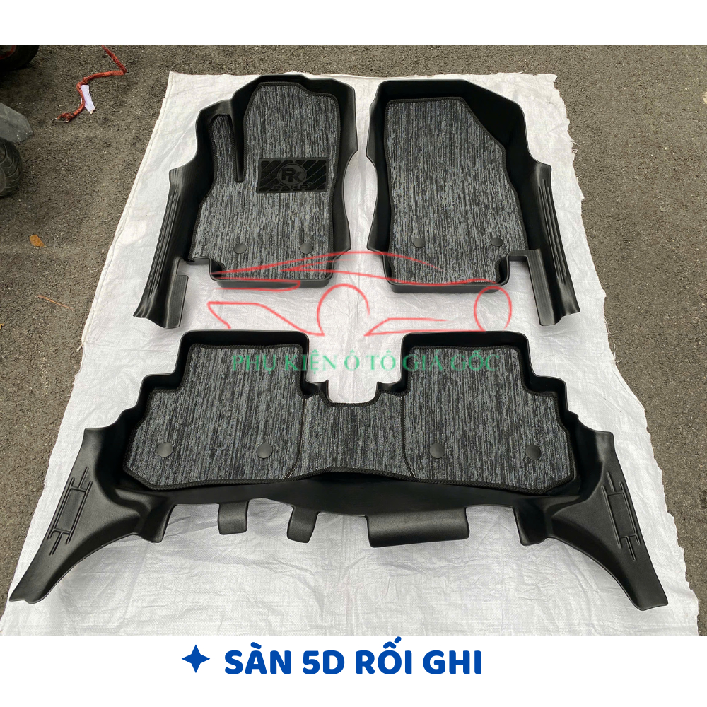 Thảm lót sàn NHỰA đúc TPE 5D xe Vinfast Fadil, Mẫu Tràn viền bậc cửa - MẪU BẬC DÀI - 1 BỘ 3 TẤM - Không mùi