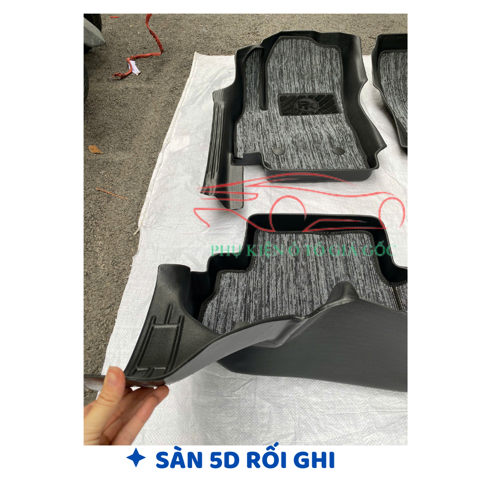 Thảm lót sàn NHỰA đúc TPE 5D xe Vinfast Fadil, Mẫu Tràn viền bậc cửa - MẪU BẬC DÀI - 1 BỘ 3 TẤM - Không mùi