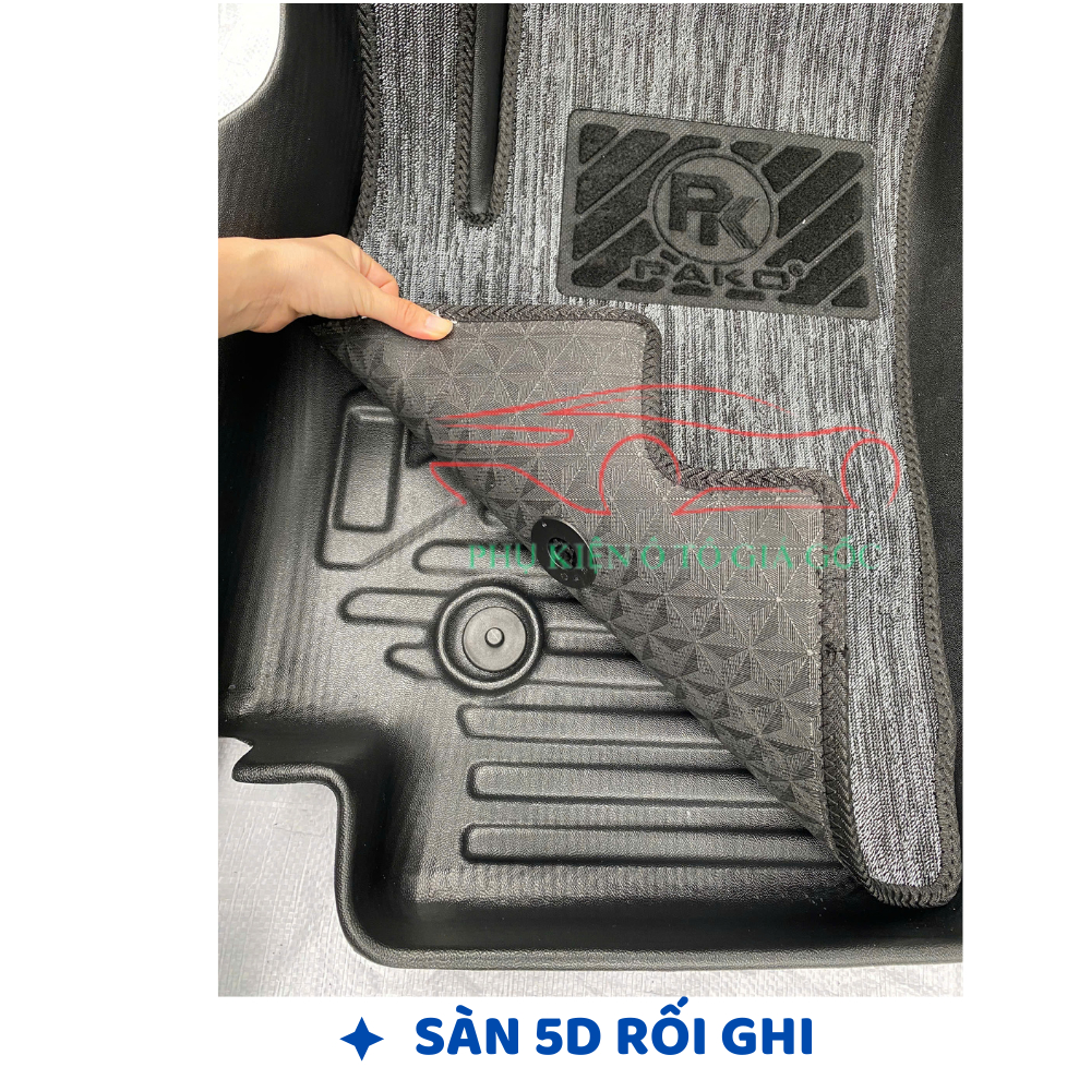 Thảm lót sàn NHỰA đúc TPE 5D xe Vinfast Fadil, Mẫu Tràn viền bậc cửa - MẪU BẬC DÀI - 1 BỘ 3 TẤM - Không mùi
