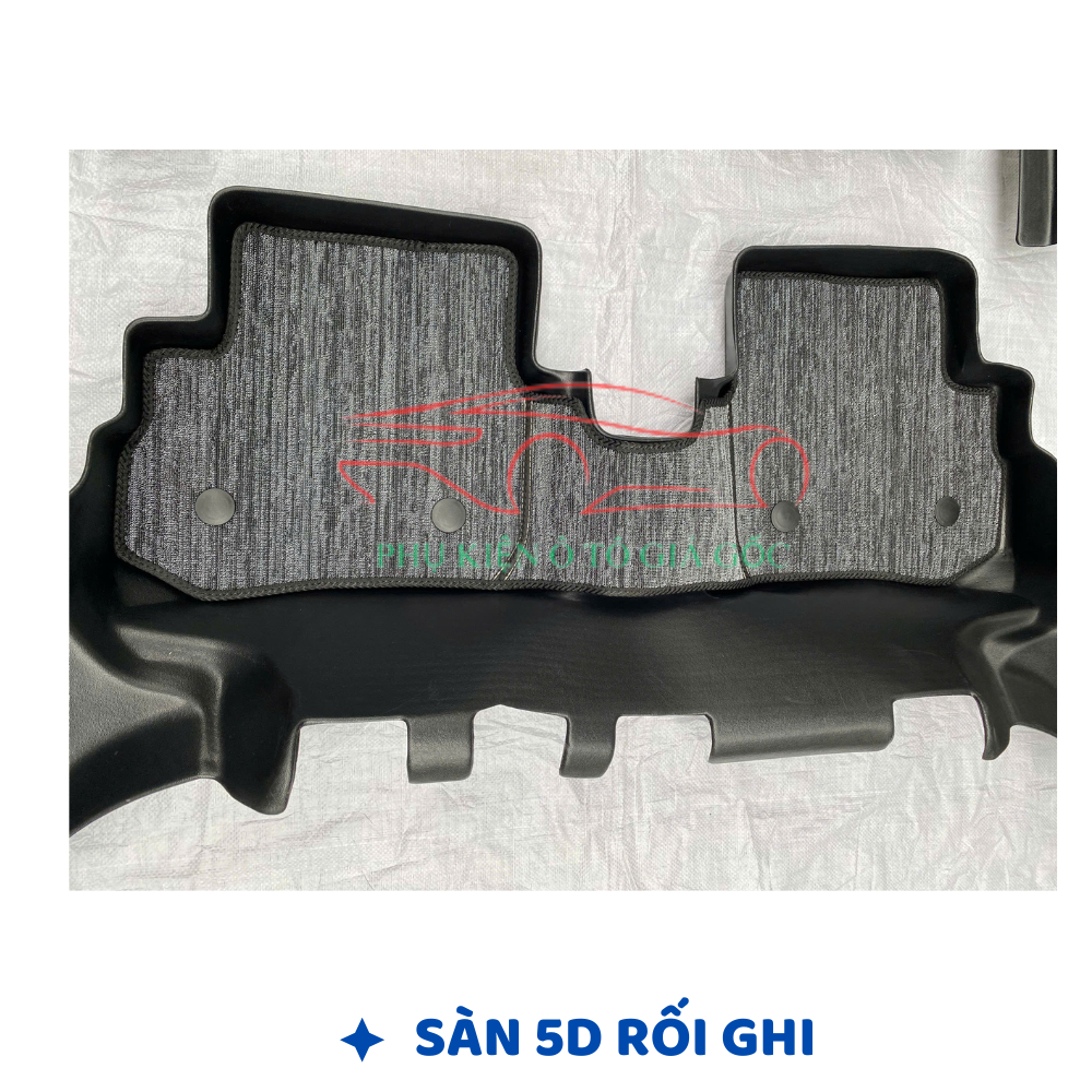 Thảm lót sàn NHỰA đúc TPE 5D xe Vinfast Fadil, Mẫu Tràn viền bậc cửa - MẪU BẬC DÀI - 1 BỘ 3 TẤM - Không mùi