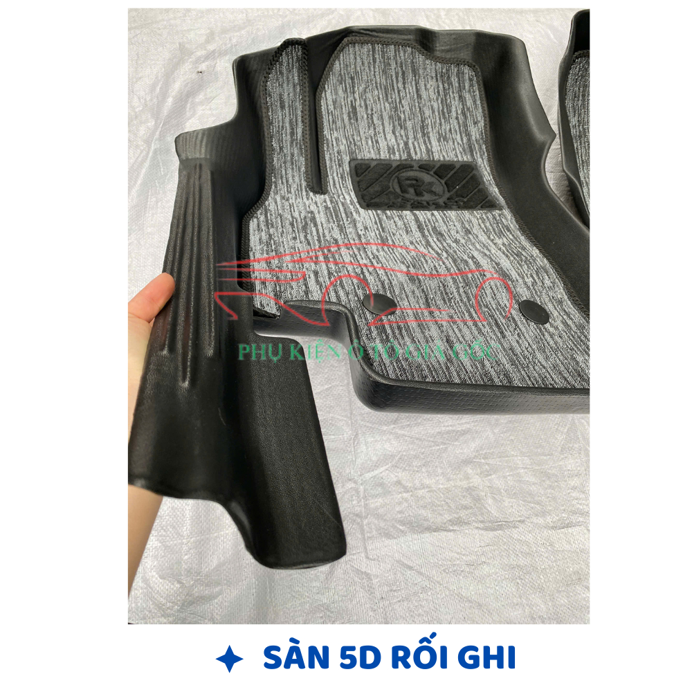 Thảm lót sàn NHỰA đúc TPE 5D xe Vinfast Fadil, Mẫu Tràn viền bậc cửa - MẪU BẬC DÀI - 1 BỘ 3 TẤM - Không mùi