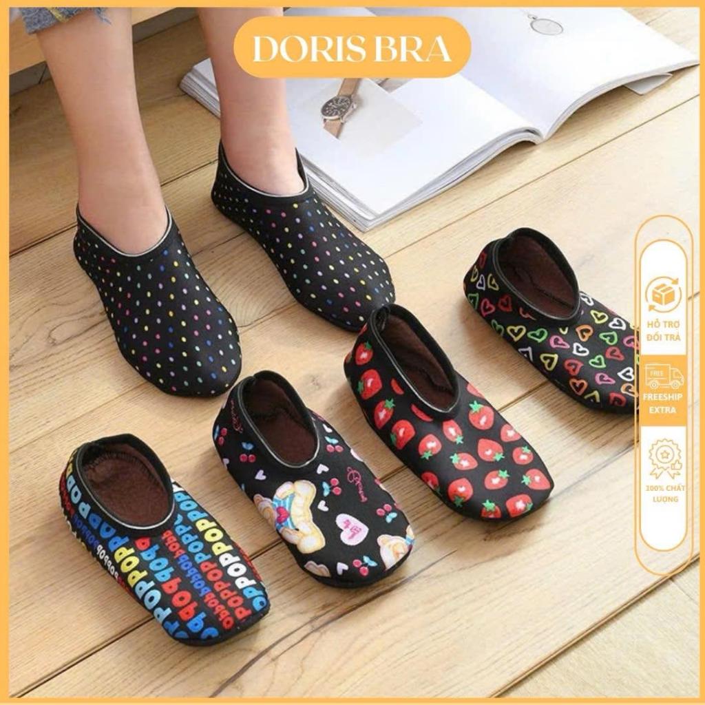 Hài nỉ, giày nỉ lót lông DORIS chống trơn trượt giữ ấm cho mùa đông