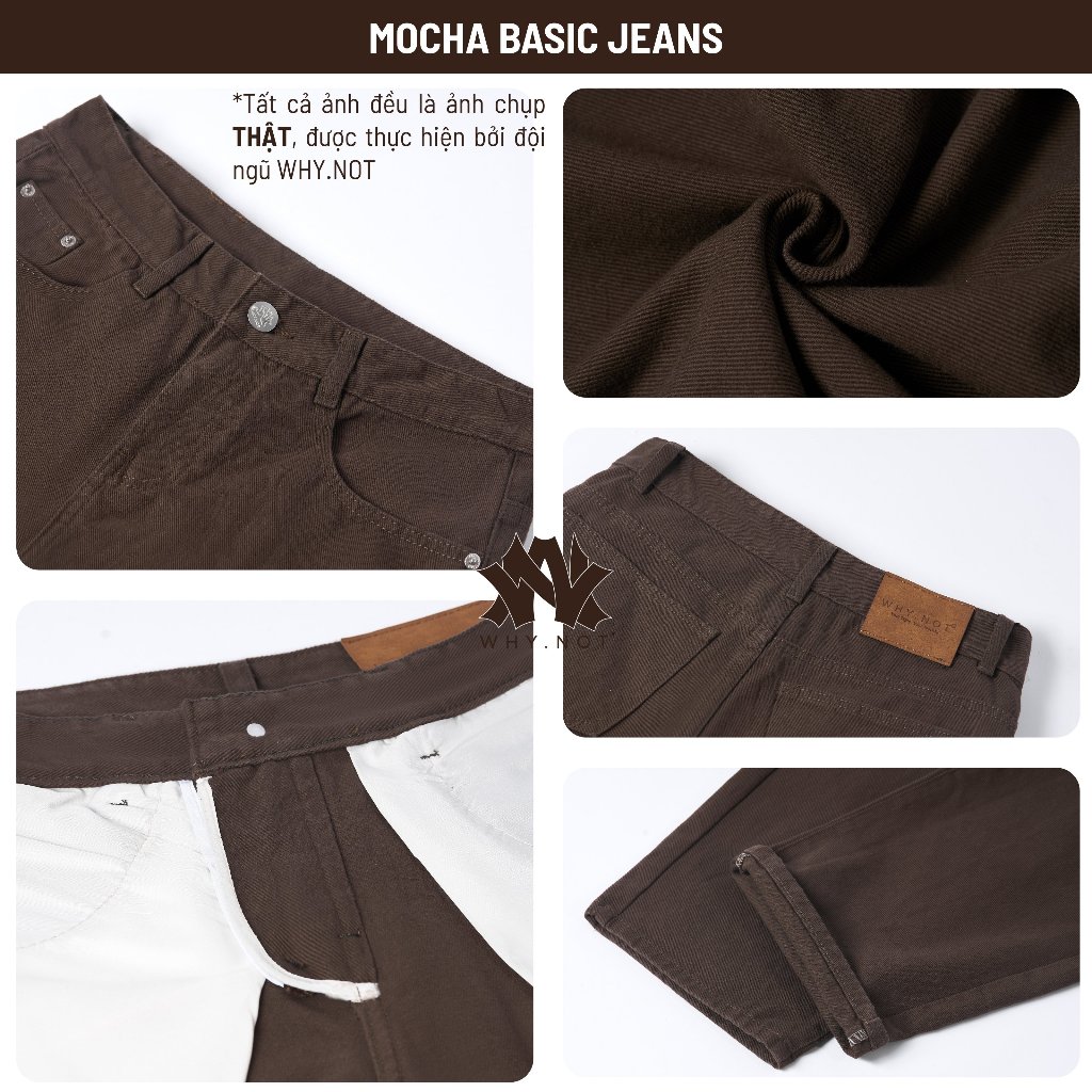 [WHY.NOT] Quần Kaki Jean Nam Form Regular Fit Basic Màu Nâu Mocha