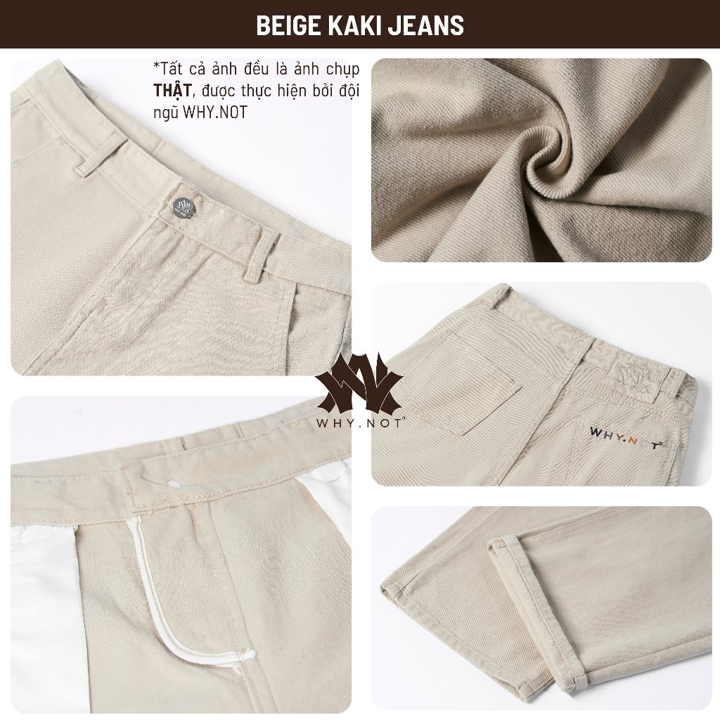 [WHY.NOT] Quần Kaki Jean Nam Ống Suông Màu Nâu Mocha Ánh Rêu - Mocha Kaki Jean