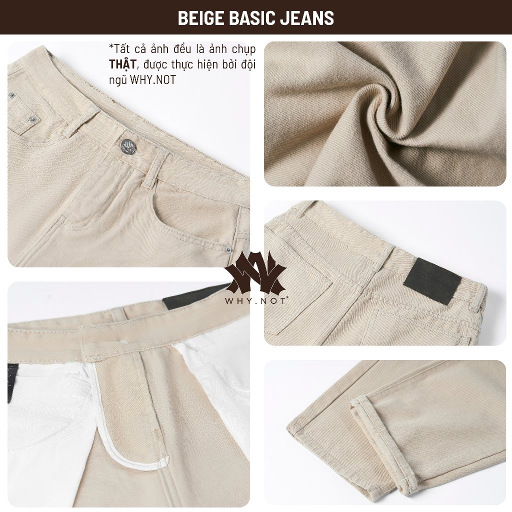 [WHY.NOT] Quần Kaki Jean Nam Form Regular Fit Basic Màu Nâu Mocha