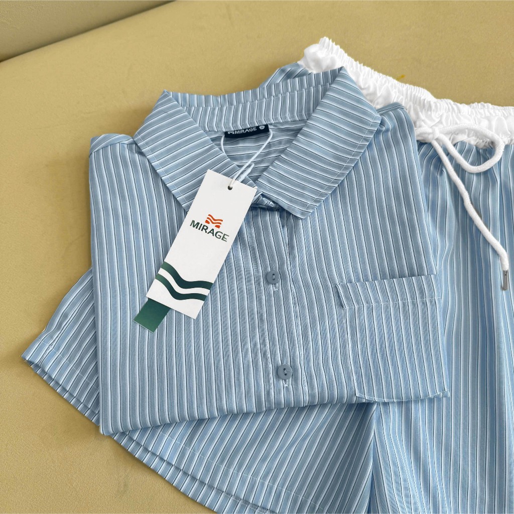 Set Đùi Mirage Sọc Xanh Basic Dễ Thương Local Brand.