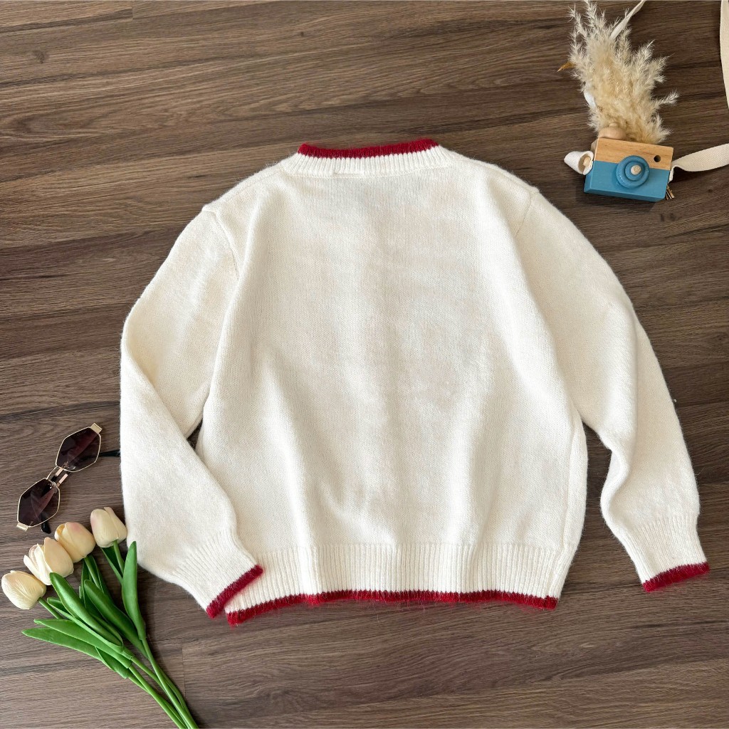 Áo Khoác Cardidgan Mirage Viền Nút Tim Kem Local Brand Chất Len Mềm Mịn.