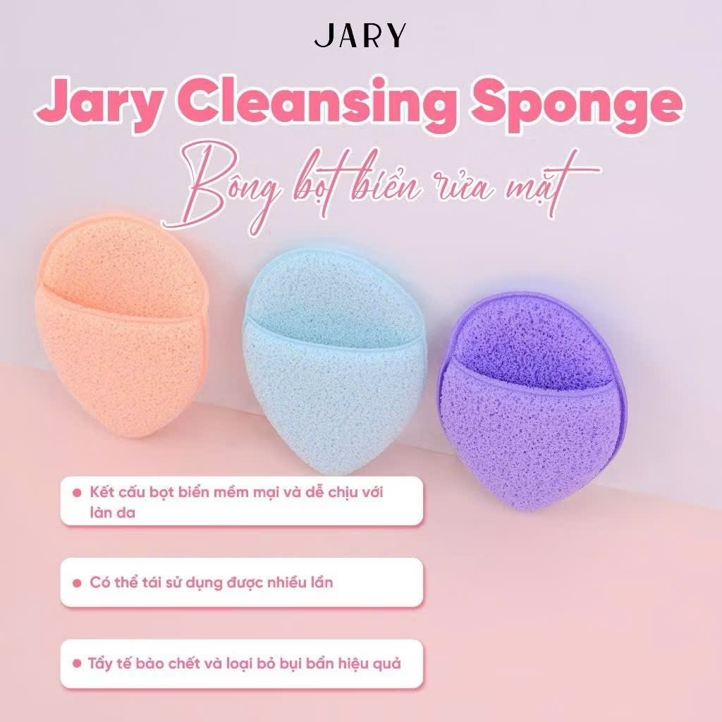 Bọt biển rửa mặt JARY làm sạch tẩy da chết tiện lợi mềm mịn da | NHÍM HOUSE