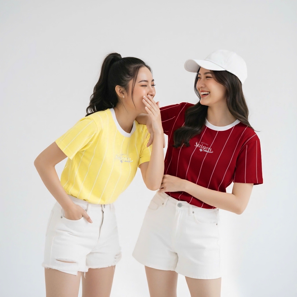 Áo Thun Mirage Phối Sọc Vàng - Đỏ Local Brand Chất 100% Cotton Mềm Mịn Thoáng Mát.