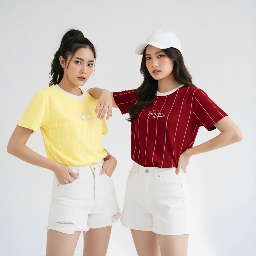 Áo Thun Mirage Phối Sọc Vàng - Đỏ Local Brand Chất 100% Cotton Mềm Mịn Thoáng Mát.