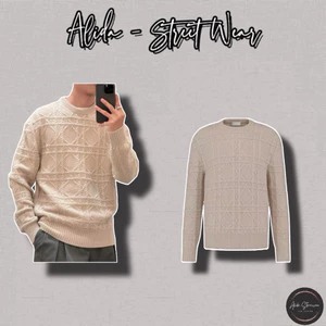 ⚡️[Hight Quality] Áo Len Nam Nữ D100 /Con Be1ge Cashmere Sweater - Điểm Nhấn Ô Chéo Nhỏ Thêu Nổi Cao Cấp