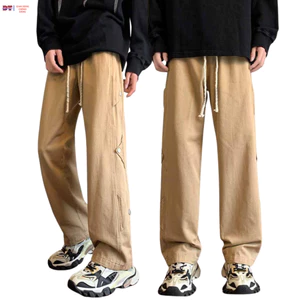 Quần Kaki Ống Rộng 6 Nút Sườn Trẻ Trung Năng Động Lưng Thun Cạp Chun Dáng Suông Jogger Baggy Kaki K1