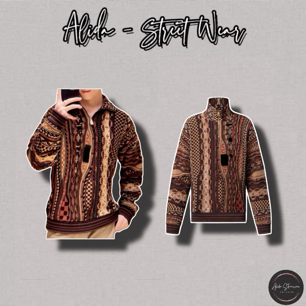 ⚡️[Hight Quality] Áo Khoác Len Ha1f Zip Pu11 Ready To Wear Jacket - Điểm Nhấn Màu Nâu Dệt Hoa Cao Cấp Nam Nữ Street Wear