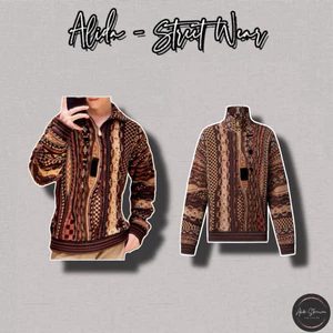 ⚡️[Hight Quality] Áo Khoác Len Ha1f Zip Pu11 Ready To Wear Jacket - Điểm Nhấn Màu Nâu Dệt Hoa Cao Cấp Nam Nữ Street Wear