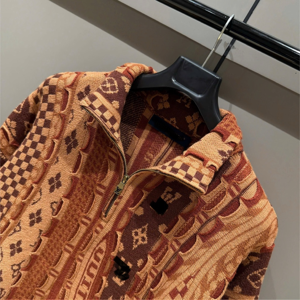 ⚡️[Hight Quality] Áo Khoác Len Ha1f Zip Pu11 Ready To Wear Jacket - Điểm Nhấn Màu Nâu Dệt Hoa Cao Cấp Nam Nữ Street Wear