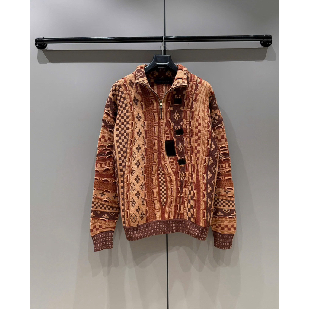 ⚡️[Hight Quality] Áo Khoác Len Ha1f Zip Pu11 Ready To Wear Jacket - Điểm Nhấn Màu Nâu Dệt Hoa Cao Cấp Nam Nữ Street Wear