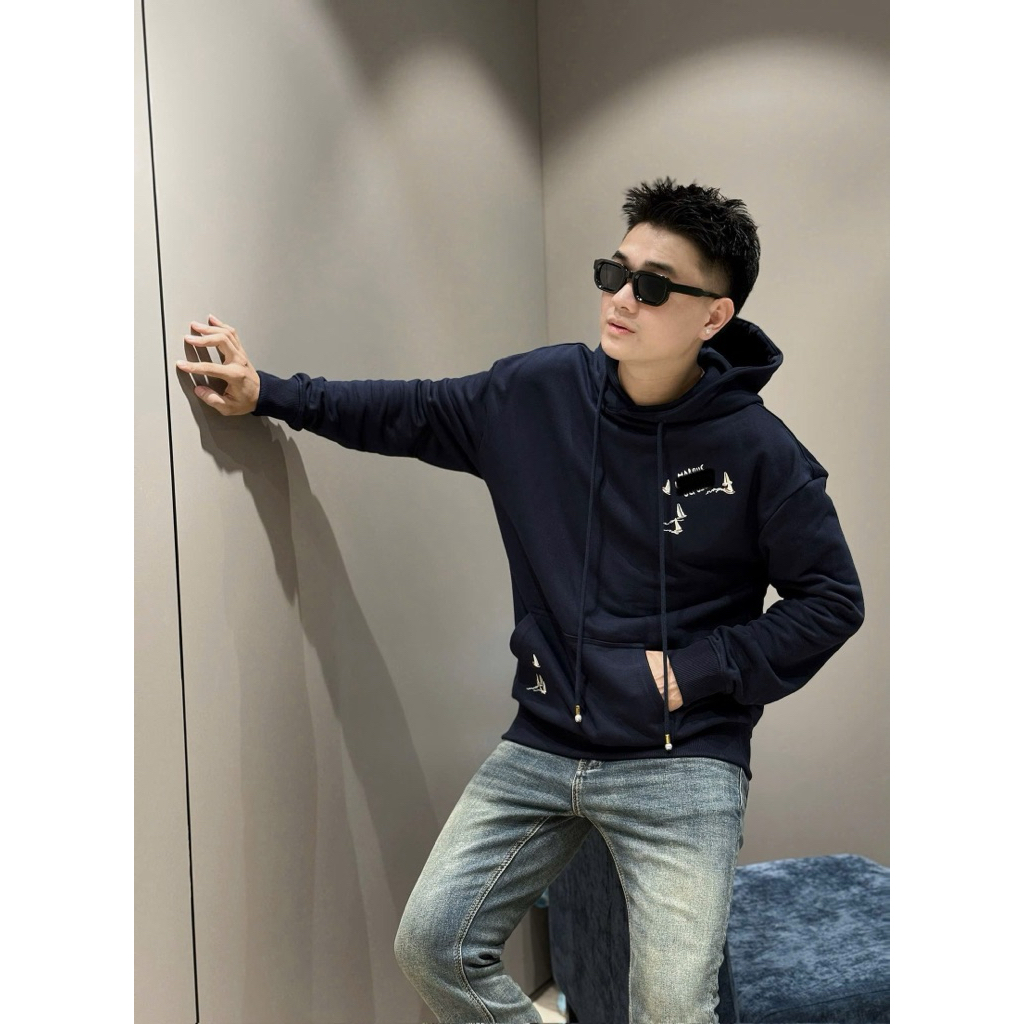 ⚡️[Hight Quality] Áo Hoodie Nam Nữ \/ Marq1 Ready To Wear - Điểm Nhấn Xanh Đen Thêu Thuyen Nổi Cao Cấp Loại 1