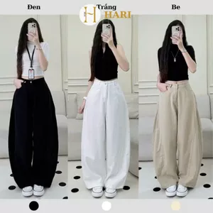 Quần jean nữ ống cong Hari form rộng basic quần jean đi học đi làm