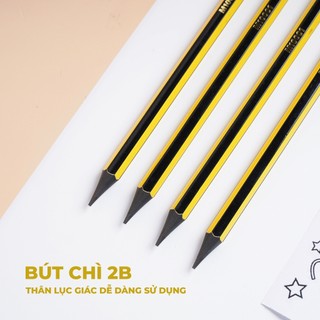 Bút Chì 2B Cao Cấp MONDEZ Có Đầu Tẩy, Nét Chì Đậm, Chì Mịn, Mềm, Dùng Cho Bé Tập Viết