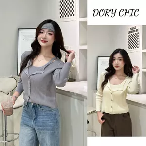 Set Cardigan len trơn dài tay mix áo 2 dây mềm mịn xinh xắn CDG4 DORY CHIC