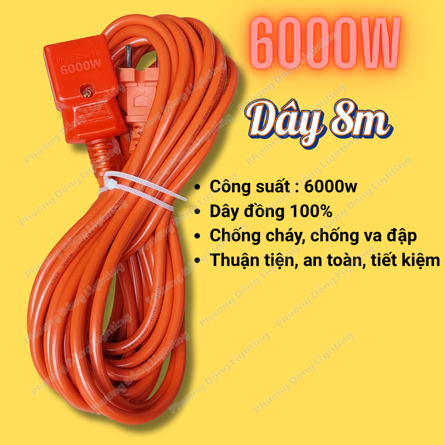 Dây Phích Âm Chịu Tải Cao 6000W Chuyên dùng cho các Thiết bị có Công suất lớn