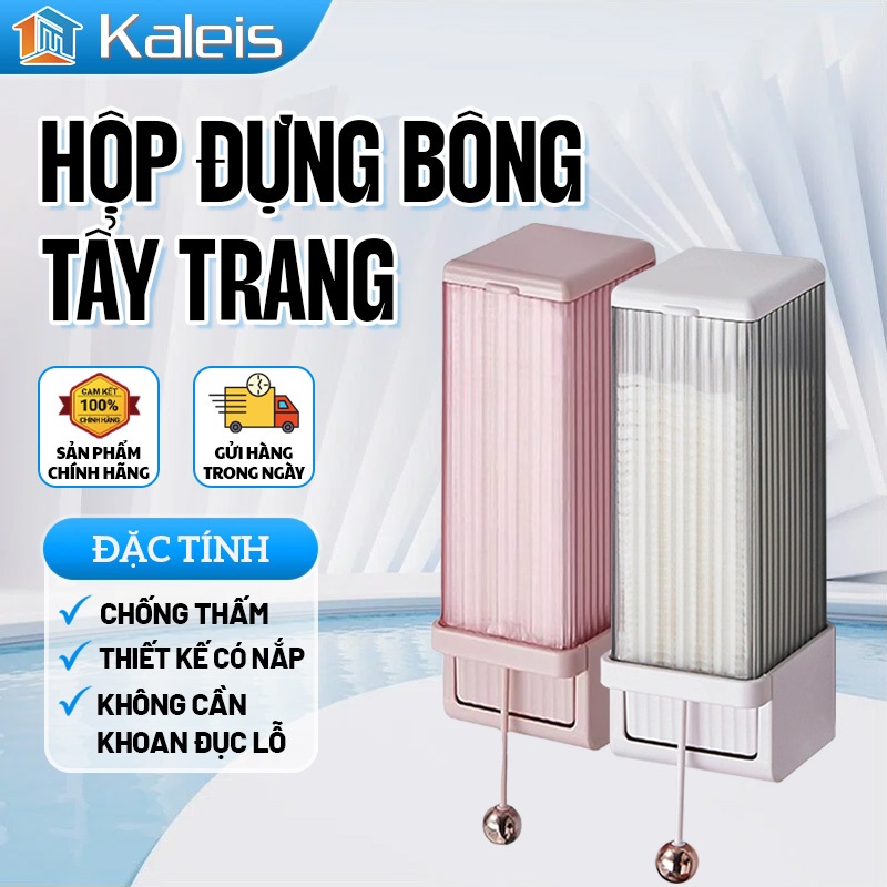 Kaleis Hộp Đựng Bông Tẩy Trang Treo Tường Tự Động, Chống Thấm Nước, Tiết Kiệm Không Gian, Dễ Lắp Đặt