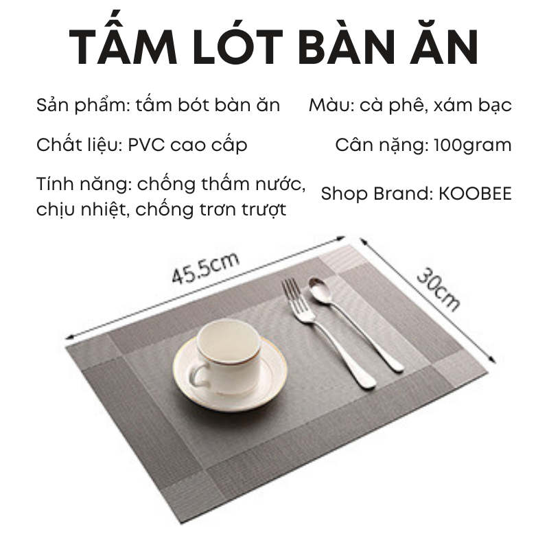 [Loại 1] Tấm Lót Bàn Ăn Placemat PVC Phong Cách Châu Âu Cách Nhiệt Chống Thấm Chống Trơn Trượt Cao Cấp | 087