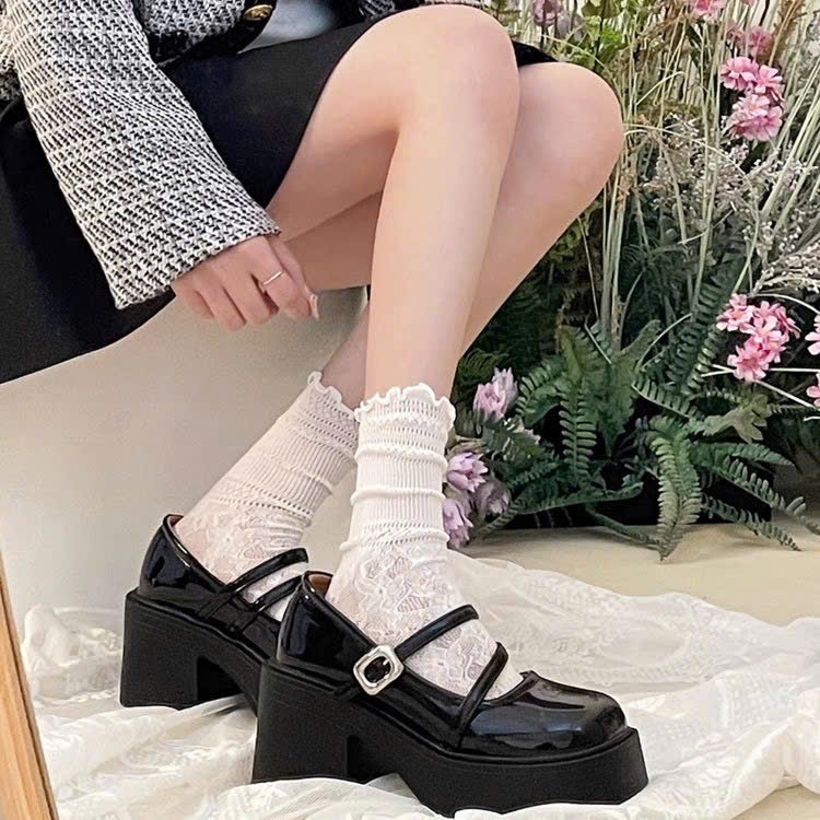 Giày Búp Bê Nữ Da Bóng Đế Bánh Mì Cao 2 Quai Cá Tính Mũi Bầu Style Hàn Quốc TH01_NT Shoes