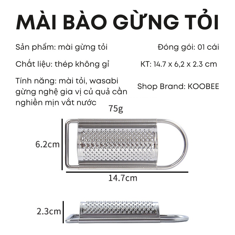 Dụng Cụ Bào Tỏi Chanh Gừng Wasibi Inox KOOBEE Mài Nghiền Mịn Củ Quả Vắt Nước Chuyên Dụng| 063