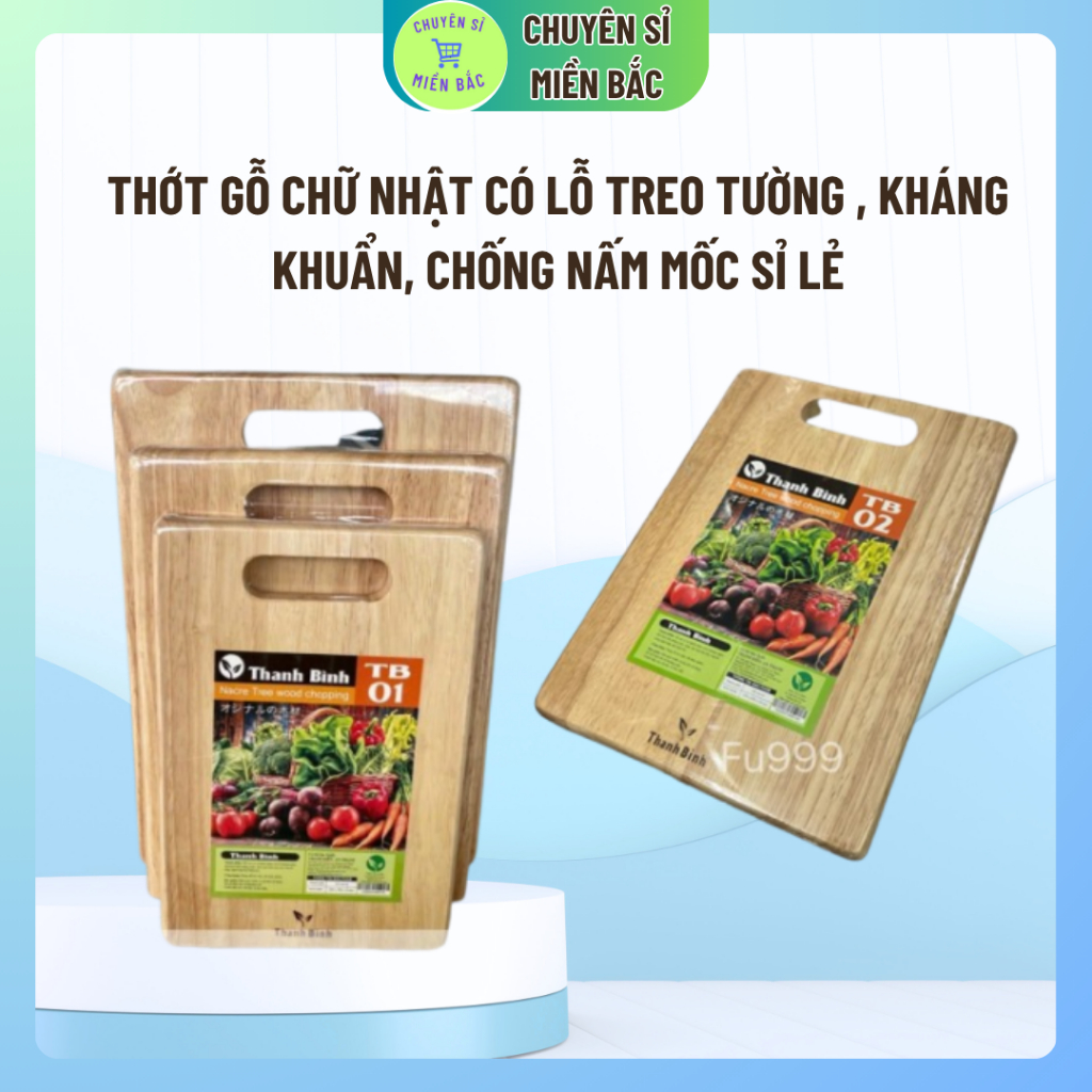 Thớt Gỗ Chữ Nhật có lỗ treo tường , kháng khuẩn, chống nấm mốc sỉ lẻ