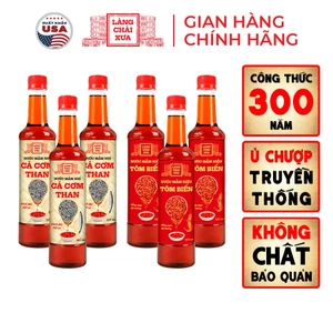 Thùng 6 chai nhựa 525ml 3 THAN 3 TÔM Nước Mắm Nhỉ Truyền Thống Làng Chài Xưa