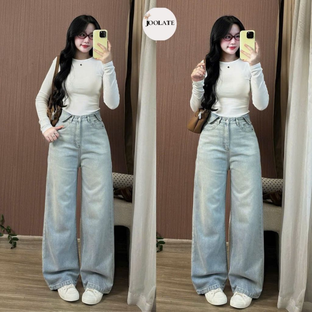 Quần Jeans Bò Ống Suông Joolate Quần Jean Bò Màu Trắng Ống Suông Basic Form Rộng Hot Trend Ulzzang Cá Tính
