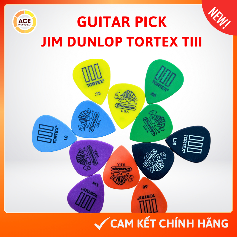 Phím đàn guitar pick Jim Dunlop Tortex TIII 0.6mm, 0.73mm, 0.88mm, 1 ...
