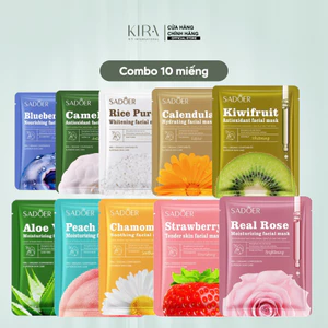 Mặt nạ hoa quả SADOER giúp dưỡng trắng, cấp ẩm và phục hồi làn da, mang lại vẻ sáng mịn rạng rỡ.