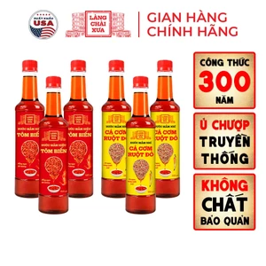 Thùng 6 chai 525ml 3 VÀNG 3 TÔM Nước Mắm Nhỉ Truyền Thống Làng Chài Xưa