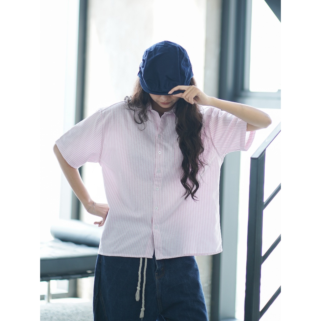 Áo Sơ Mi Tay Ngắn Local Brand VIBESTU  Áo Sơ Mi Nam Nữ Form Boxy Chất Liệu Oxford