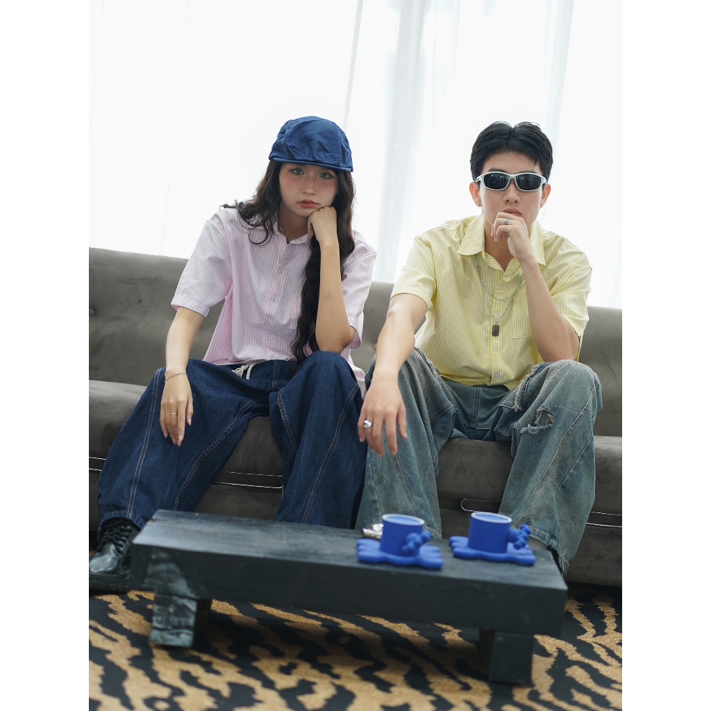 Áo Sơ Mi Tay Ngắn Local Brand VIBESTU  Áo Sơ Mi Nam Nữ Form Boxy Chất Liệu Oxford