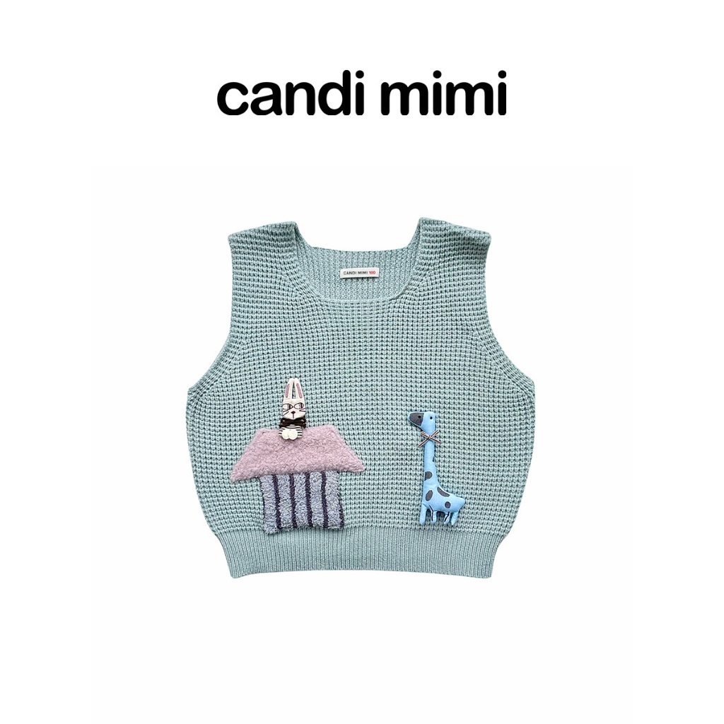 CANDI MIMI Áo Gile Len Ngôi Nhà Màu Hồng NT5731
